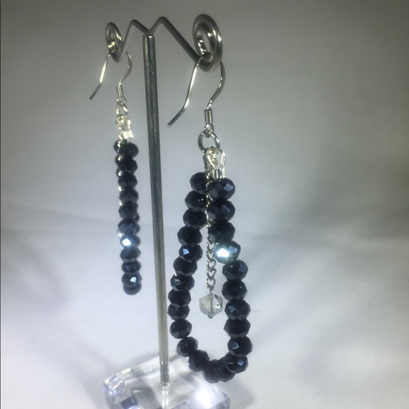 Handmade Crystal Hoop Earrings - Picture 3 of 3